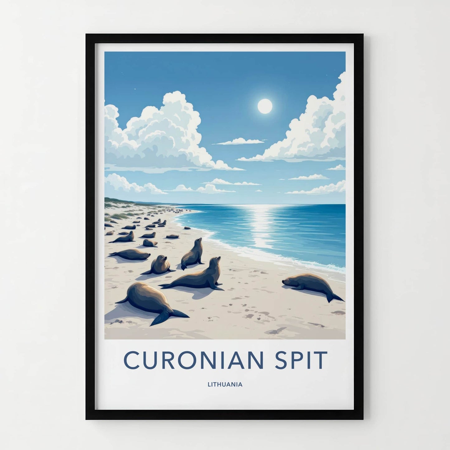 Curonian Spit Poster - Lithuania Travel Art - Seals Sunny Beach Home Decor