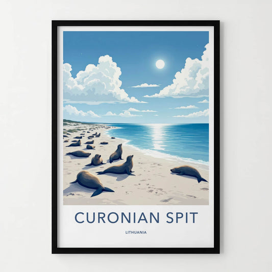 Curonian Spit Poster - Lithuania Travel Art - Seals Sunny Beach Home Decor