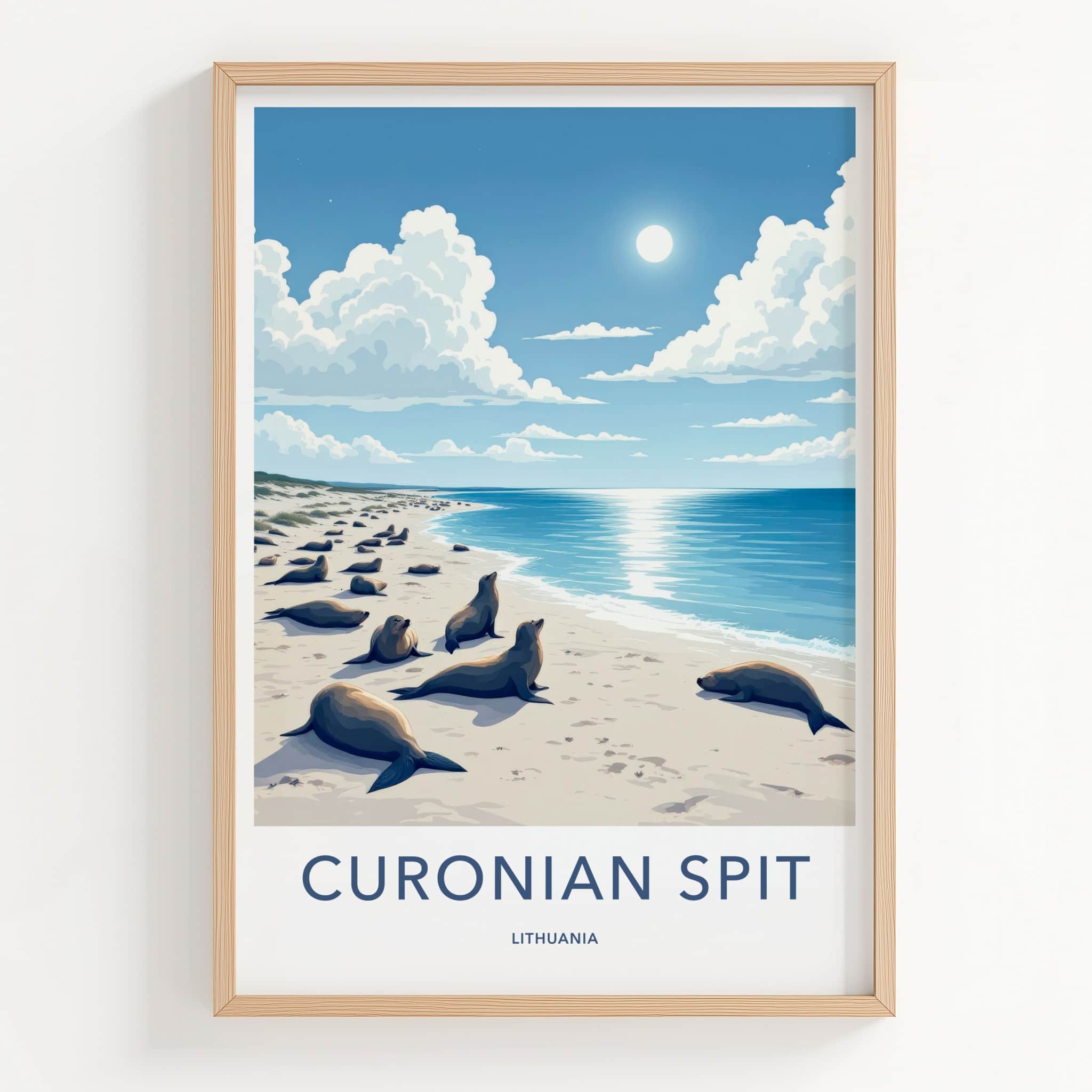 Curonian Spit Poster - Lithuania Travel Art - Seals Sunny Beach Home Decor