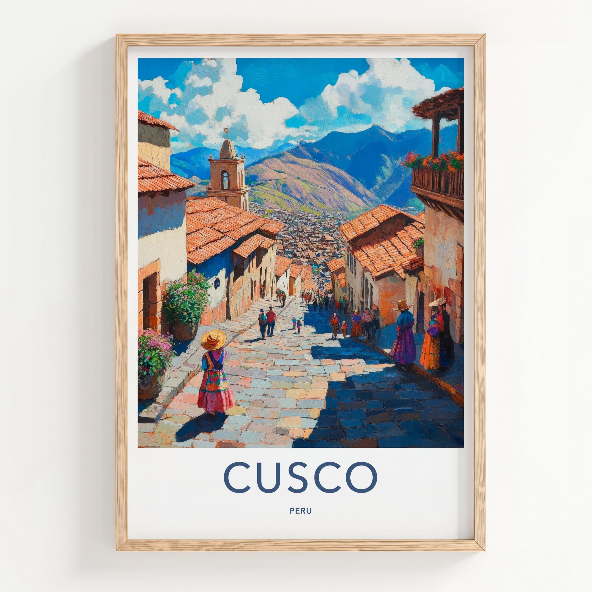 Cusco Poster - Peru Framed Print - Andean Street View Lounge Decor