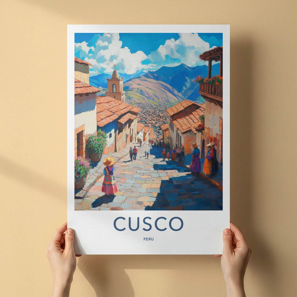 Cusco Poster - Peru Framed Print - Andean Street View Lounge Decor