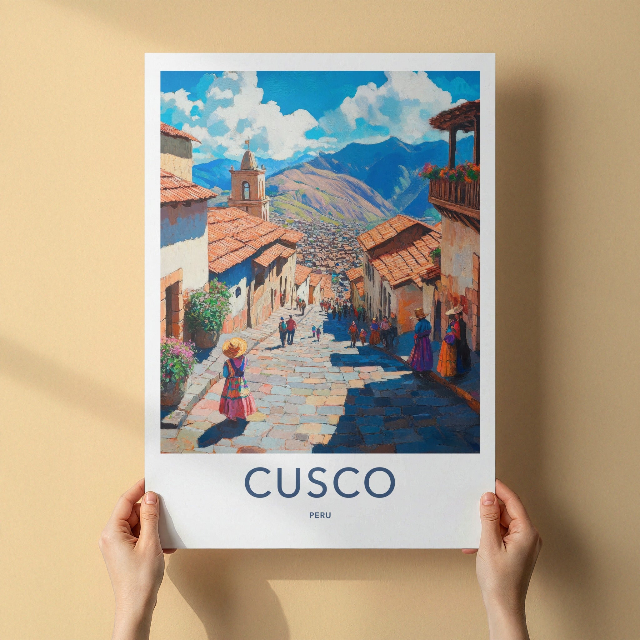 Cusco Poster - Peru Framed Print - Andean Street View Lounge Decor
