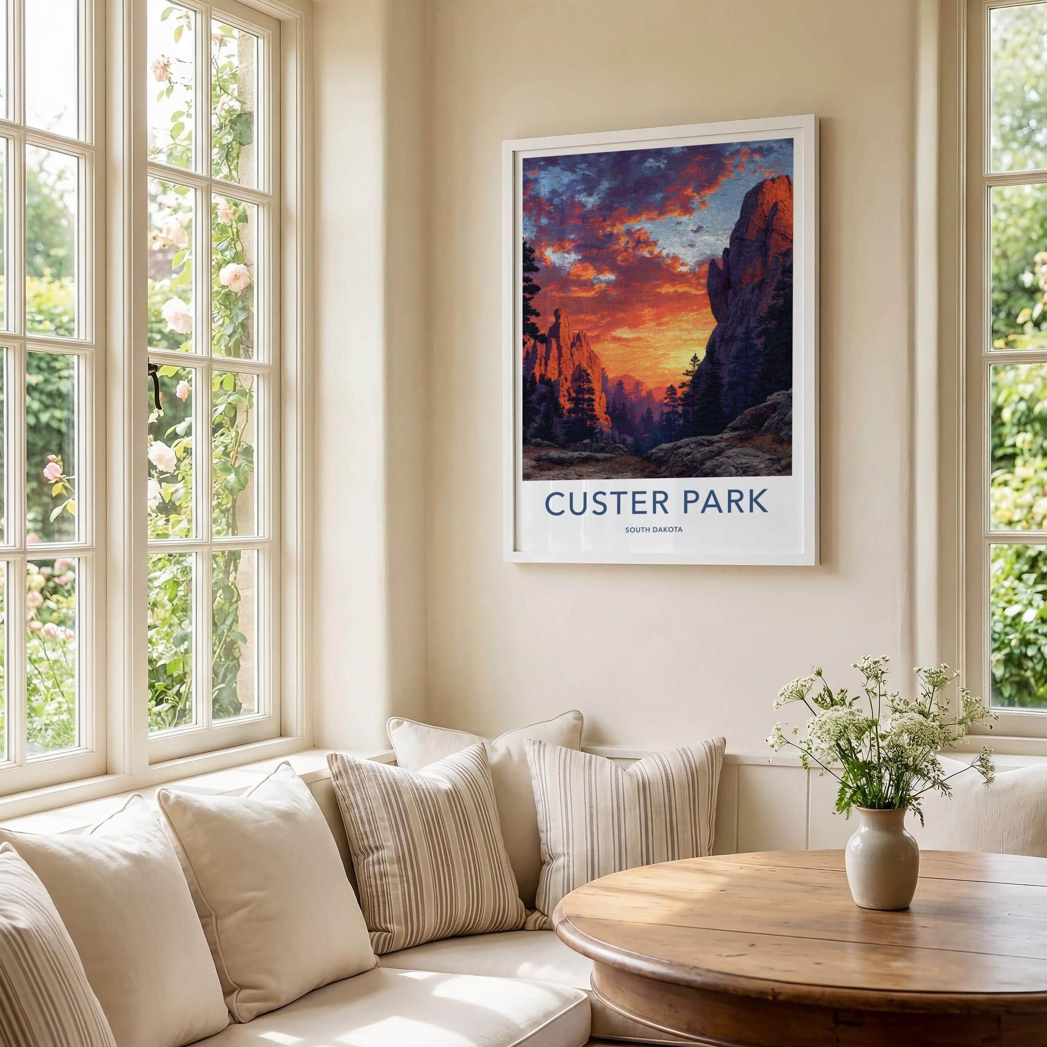 Custer Park Poster - South Dakota Scenic Art - Vivid Sunset Peaks Home Decor