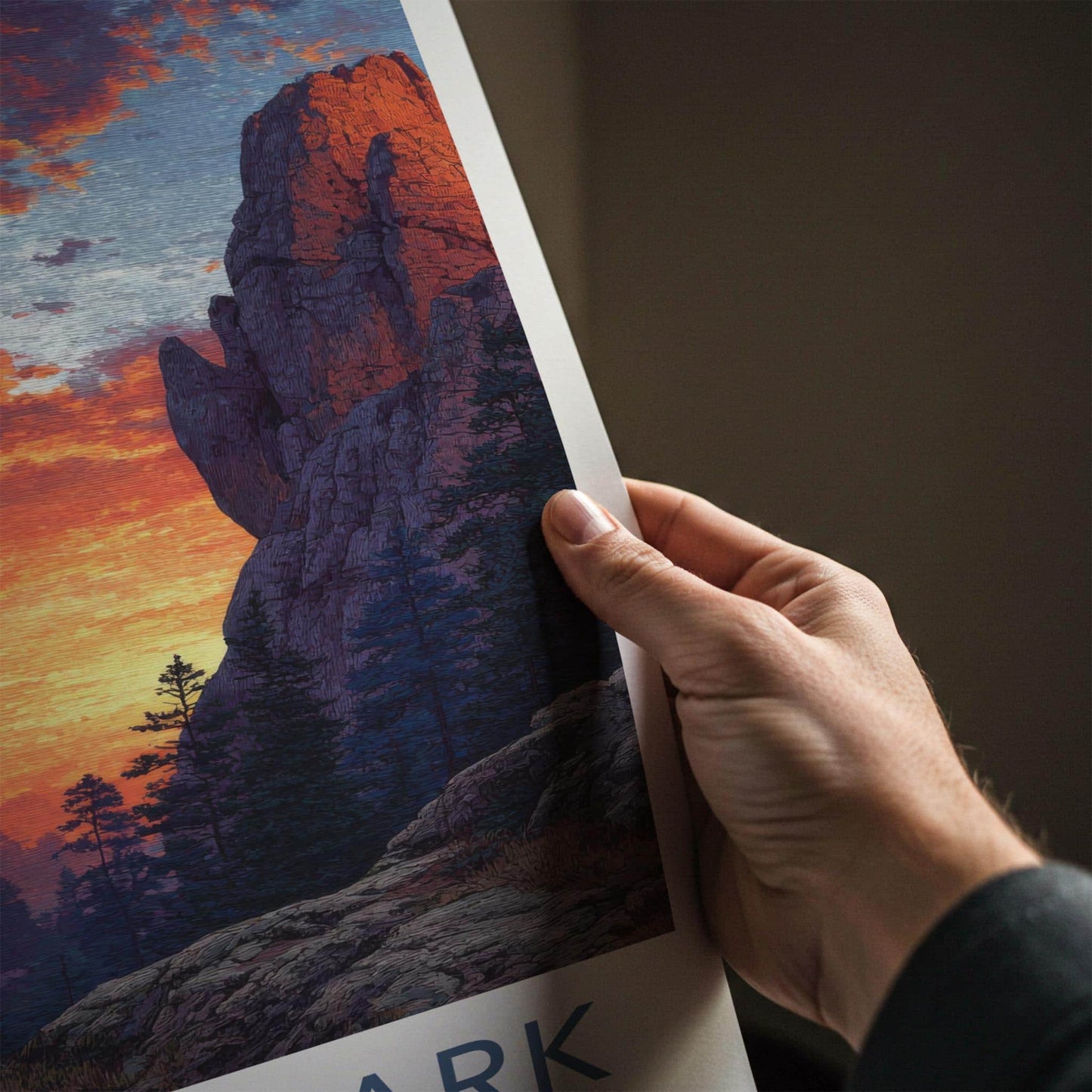 Custer Park Poster - South Dakota Scenic Art - Vivid Sunset Peaks Home Decor