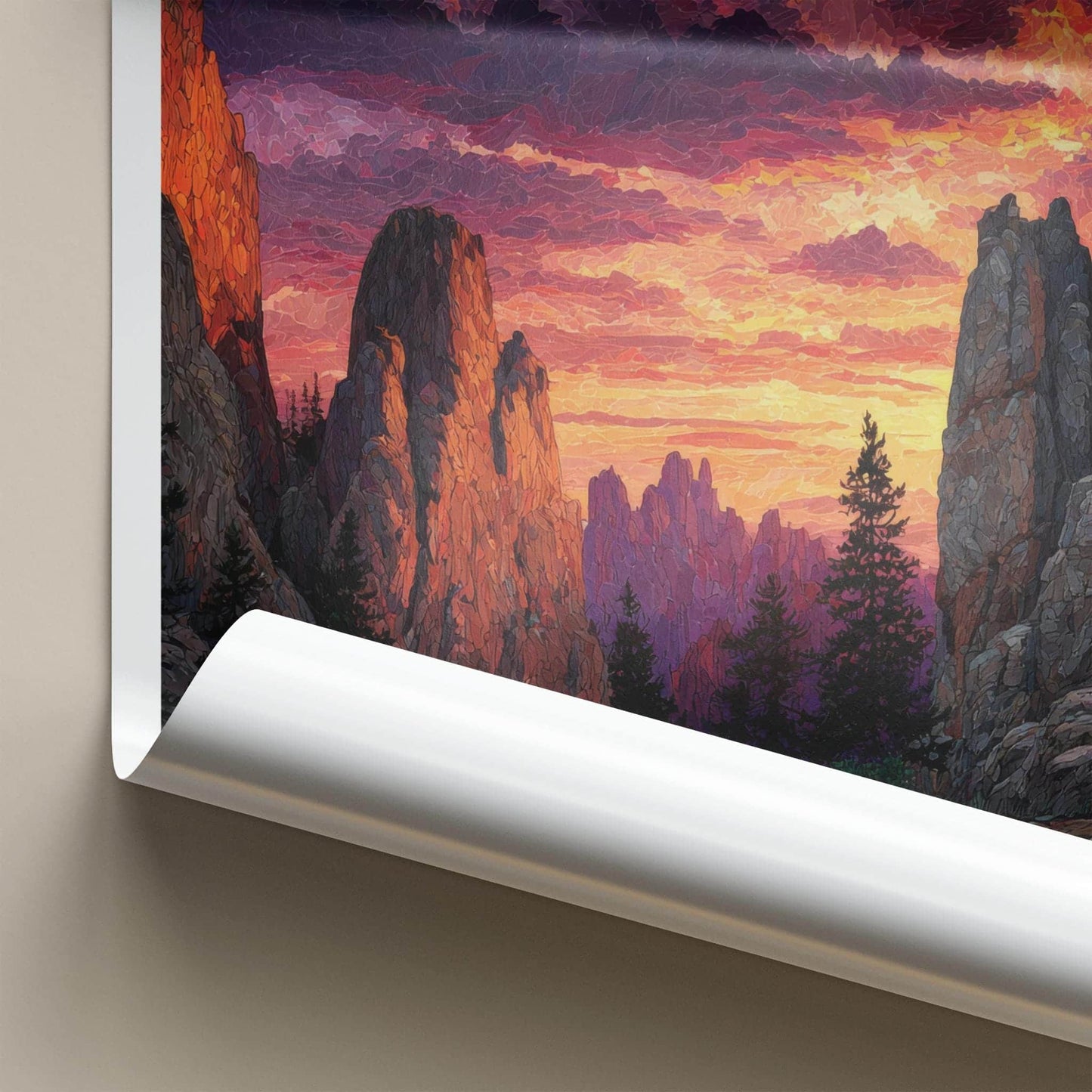 Custer Park Poster - South Dakota Travel Art - Dramatic Sunset Peaks Wall Decor