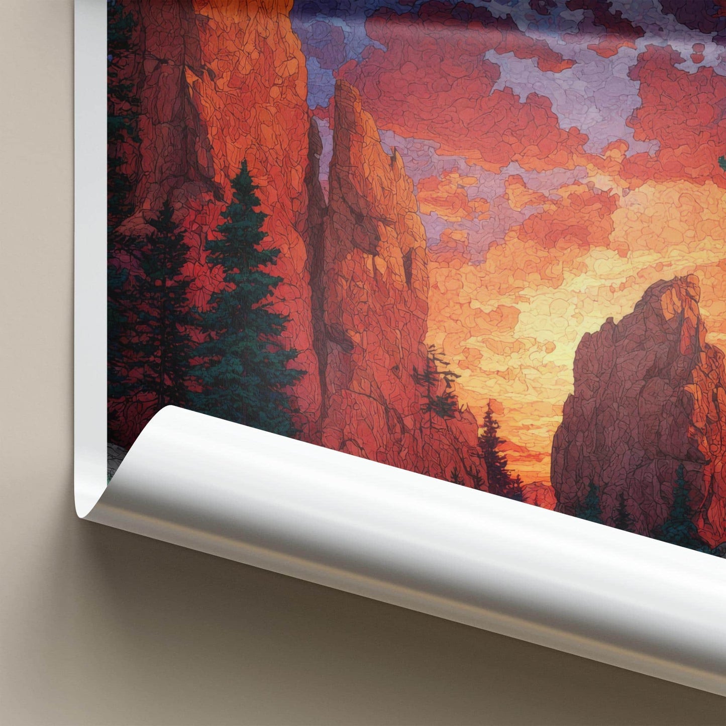 Custer Park Poster - South Dakota Travel Art - Vibrant Sunset Peaks Home Decor
