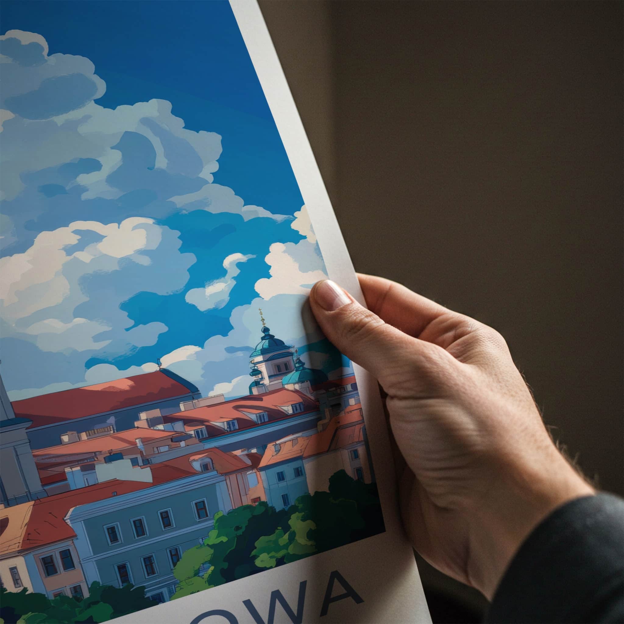 CZESTOCHOWA Poster - Poland Travel Art - Bell Tower Clouds Home Decor