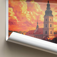 Czestochowa Poster - Poland Wall Art - Basilica Orange Sky Home Decor