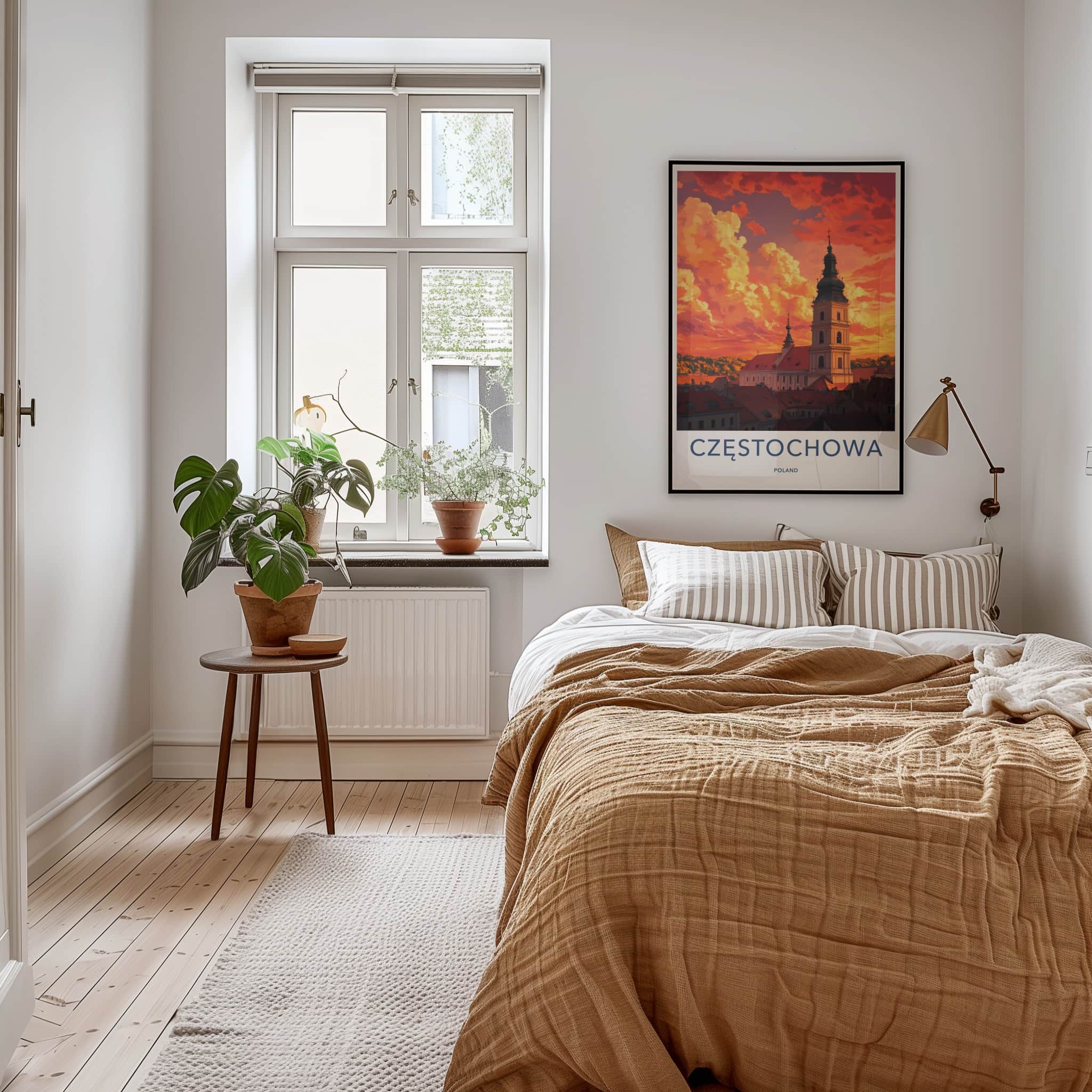 Czestochowa Poster - Poland Wall Art - Basilica Orange Sky Home Decor