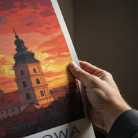 Czestochowa Poster - Poland Wall Art - Basilica Orange Sky Home Decor