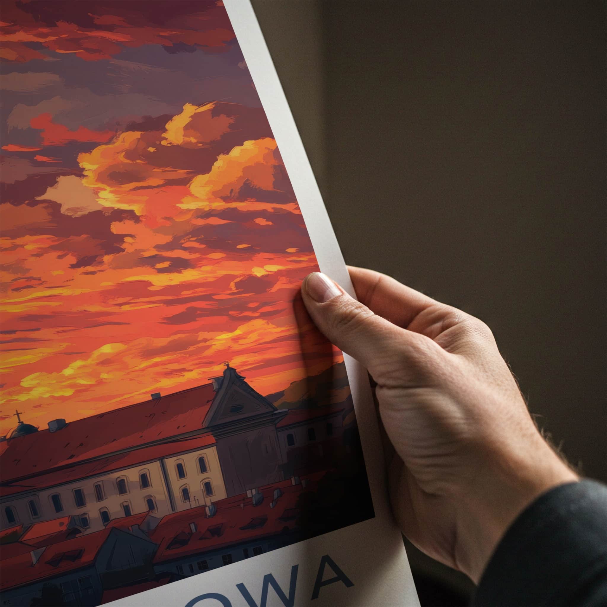Czestochowa Poster - Poland Wall Art - Fiery Sunset Church Home Decor