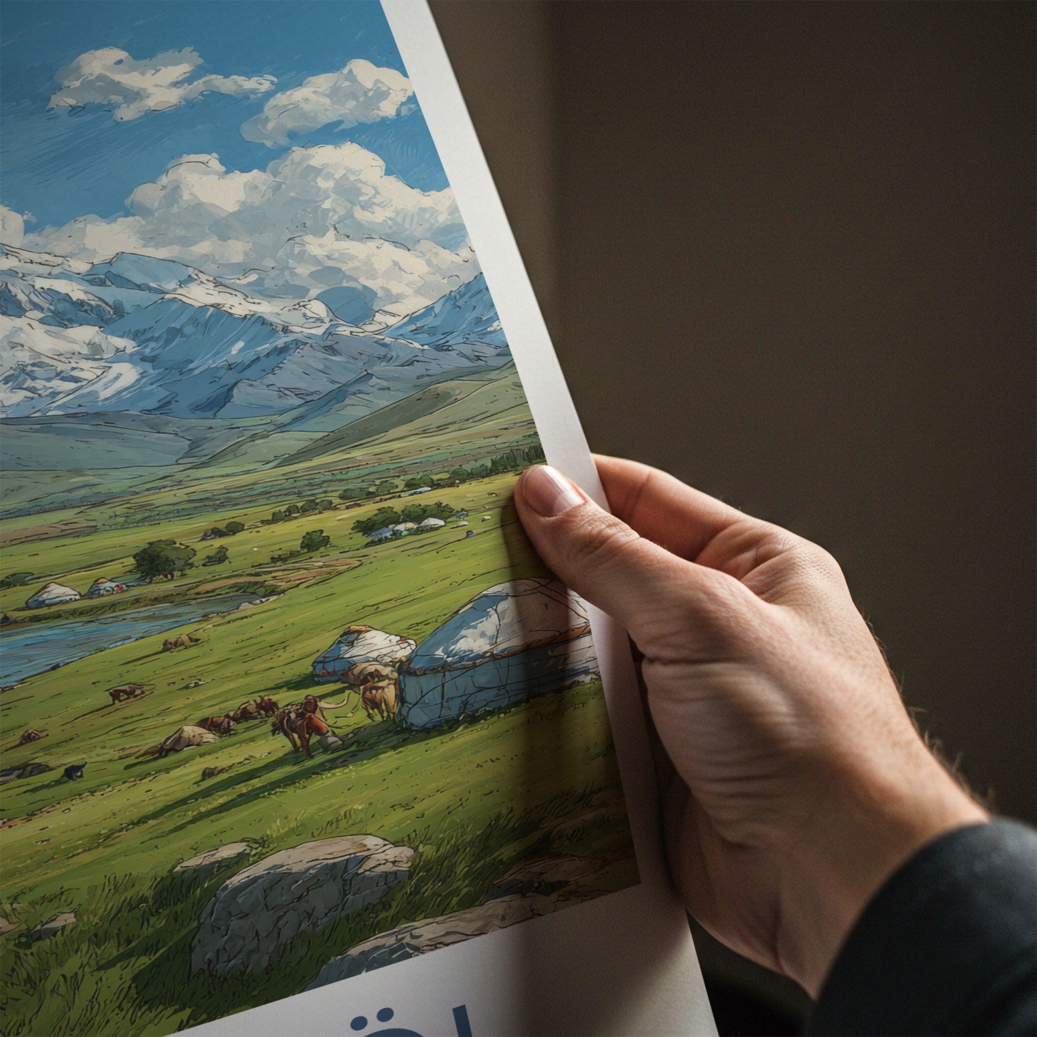 Song Kol Poster - Kyrgyzstan Lake Yurts Mountains