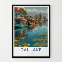 Dal Lake Poster - India Lake Mountains Art