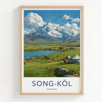 Song Kol Poster - Kyrgyzstan Lake Yurts Mountains