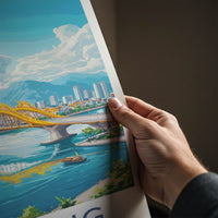 Da Nang Poster - Vietnam Travel Art - Golden Dragon Bridge Home Decor