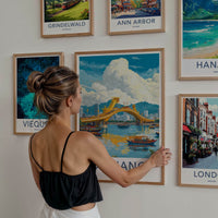 Da Nang Poster - Vietnam Travel Art - Golden Dragon Bridge Wall Decor