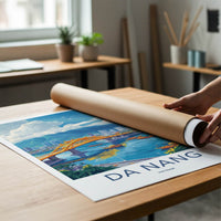 Da Nang Poster - Vietnam Travel Art - Vibrant Cityscape Boats Home Decor