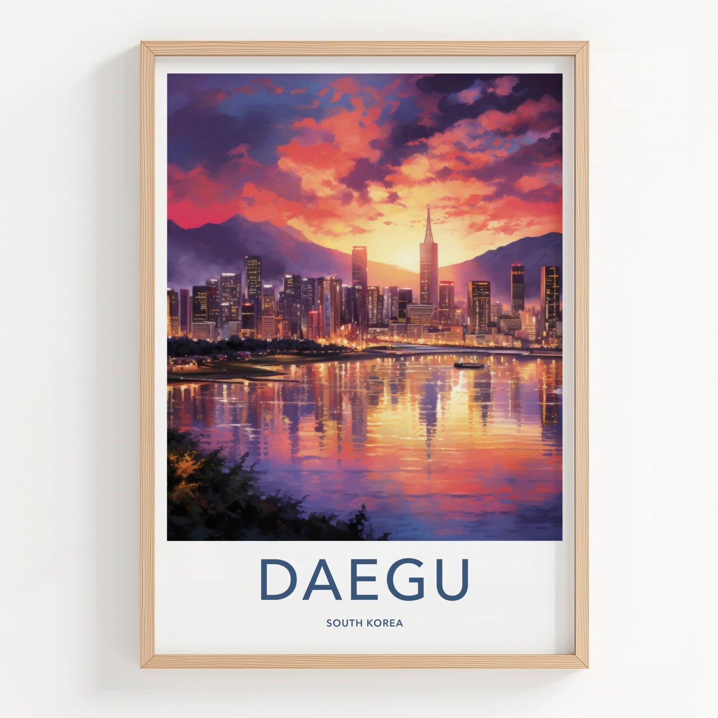 Daegu Poster - South Korea Art Print - Vibrant City Glow Wall Decor