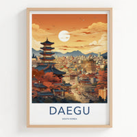 Daegu Poster - South Korea Travel Art - Asian City Sunset Home Decor