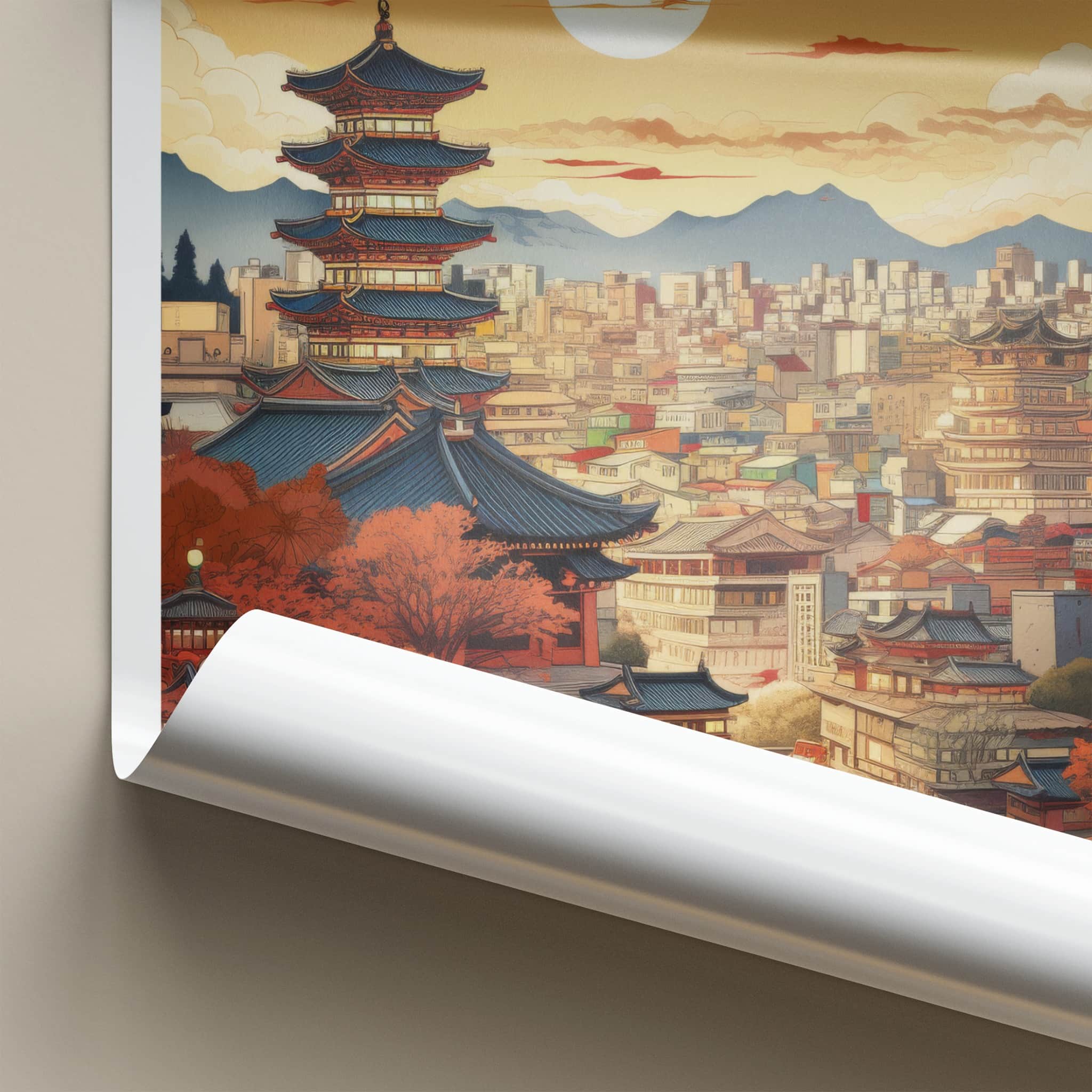 Daegu Poster - South Korea Travel Art - Asian City Sunset Home Decor