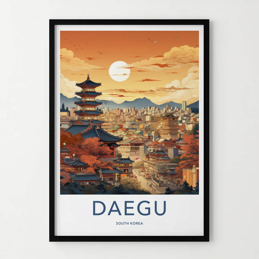 Daegu Poster - South Korea Travel Art - Asian City Sunset Home Decor
