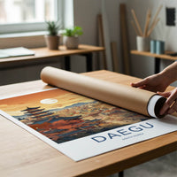 Daegu Poster - South Korea Travel Art - Asian City Sunset Home Decor
