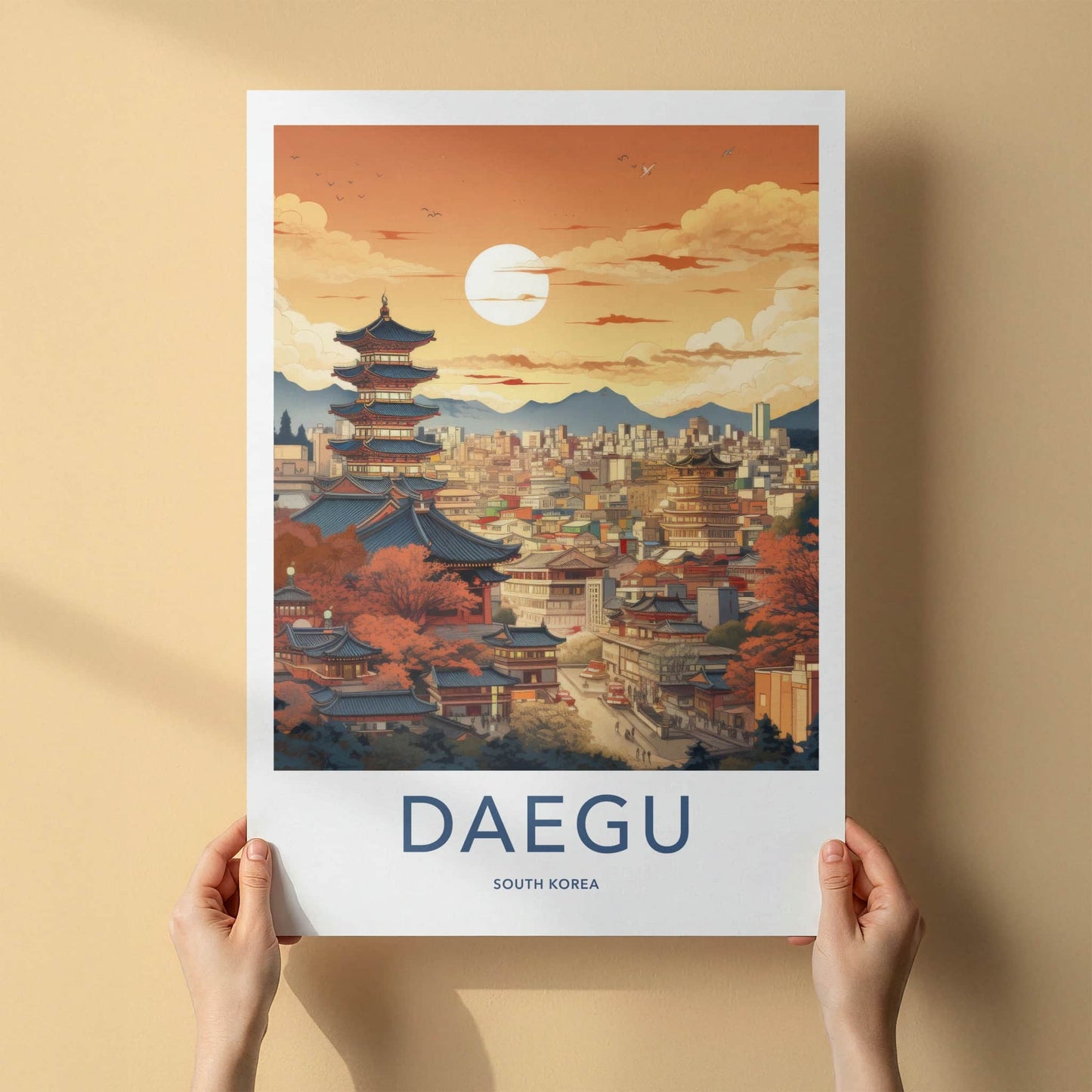 Daegu Poster - South Korea Travel Art - Asian City Sunset Home Decor