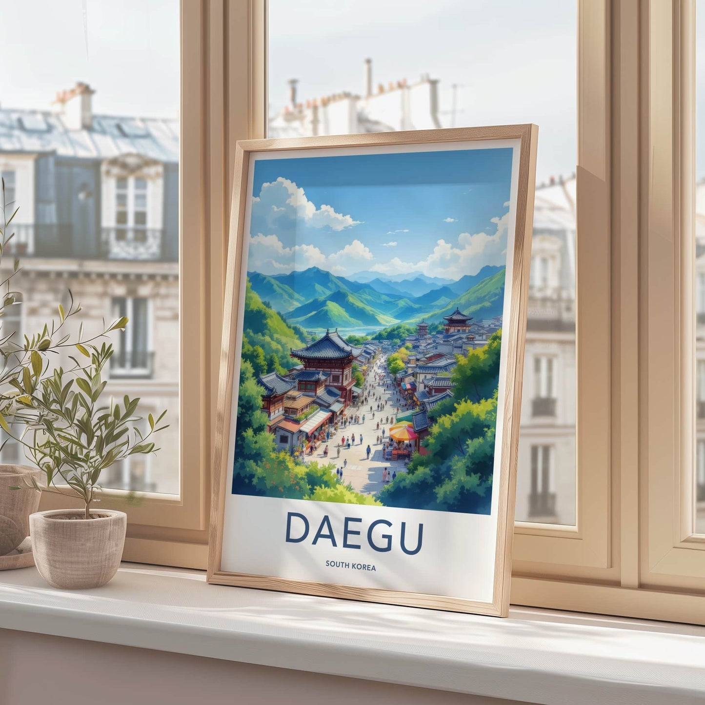 Daegu Poster - South Korea Travel Art - Lively Market Street Home Decor