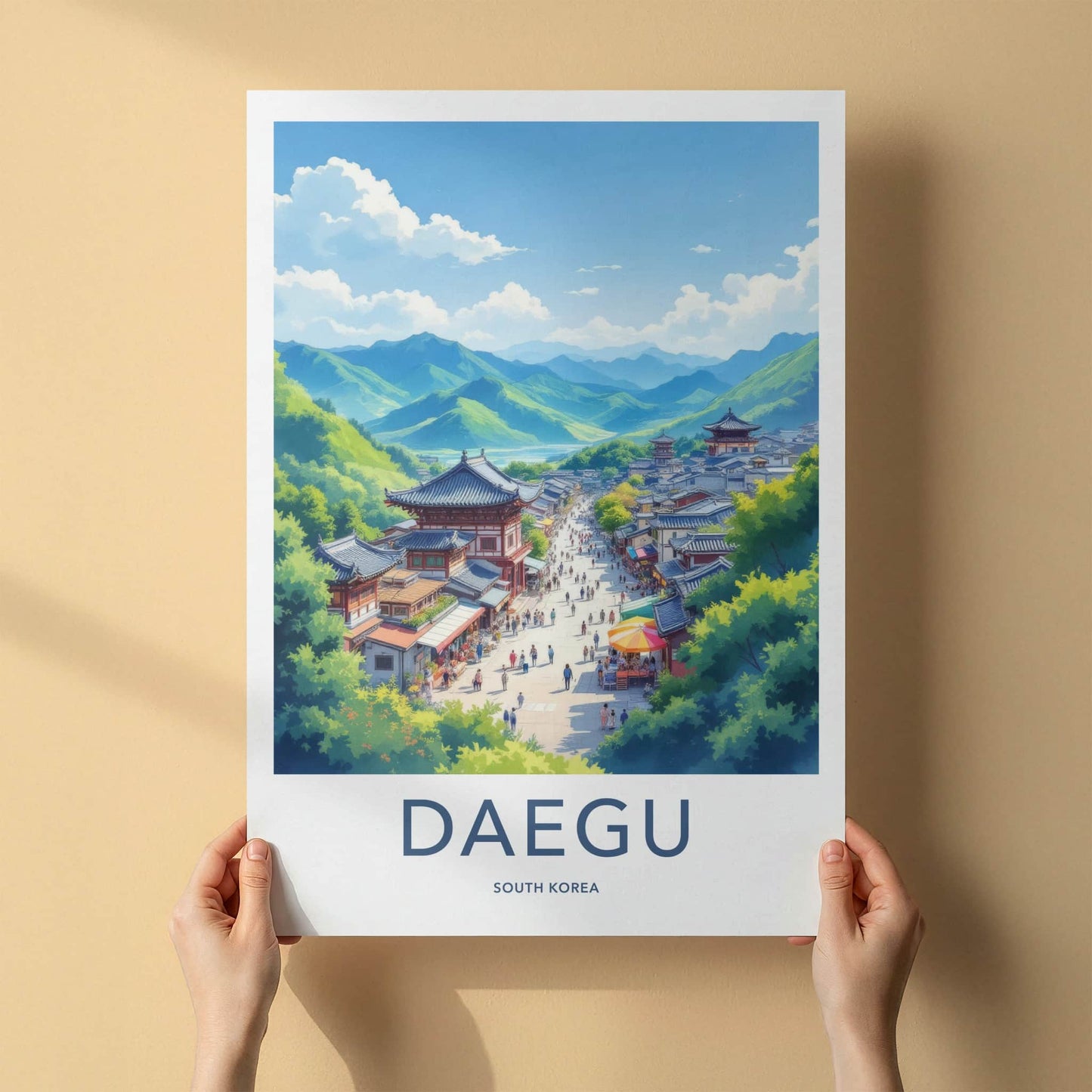 Daegu Poster - South Korea Travel Art - Lively Market Street Home Decor