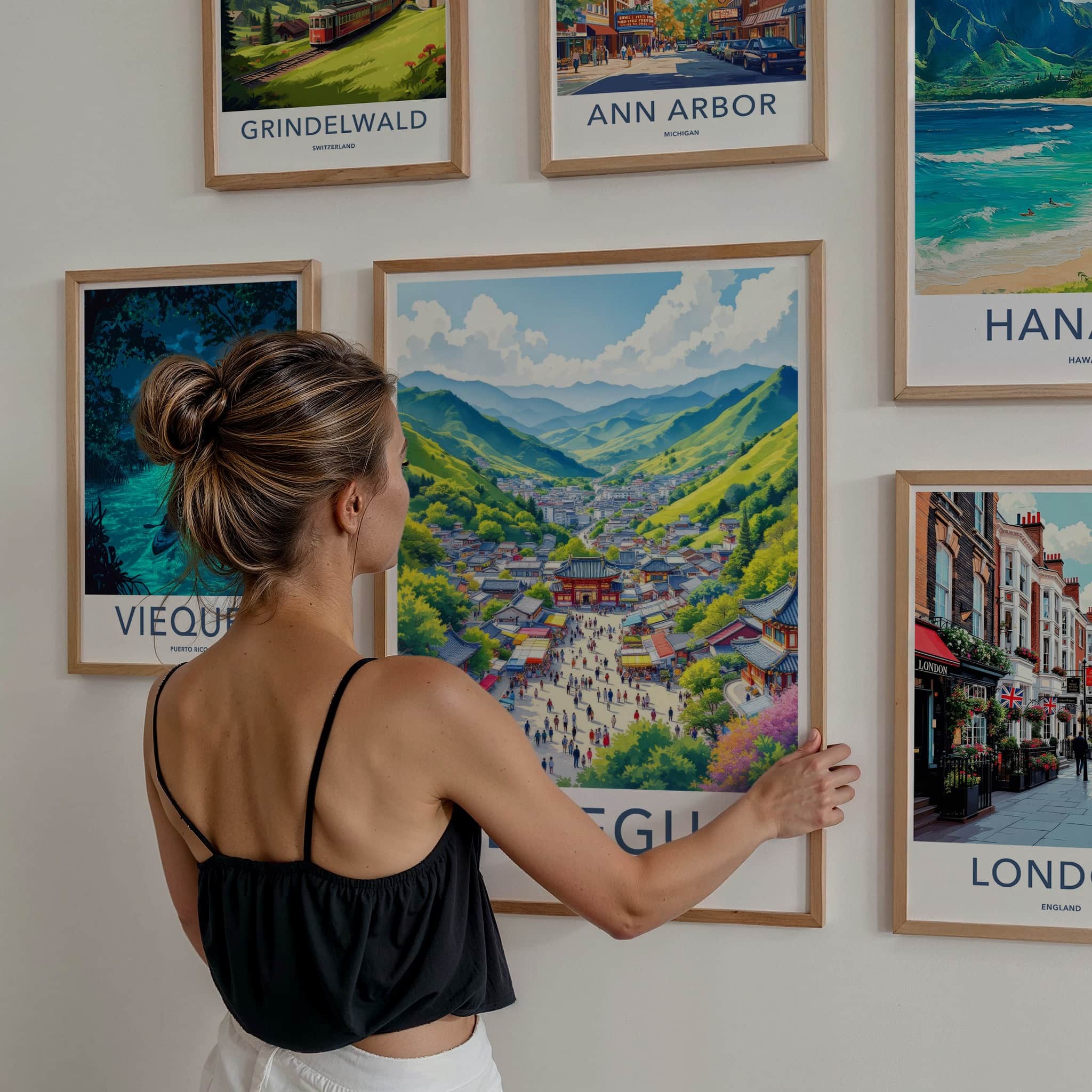 Daegu Poster - South Korea Travel Art - Mountain City Market Home Decor