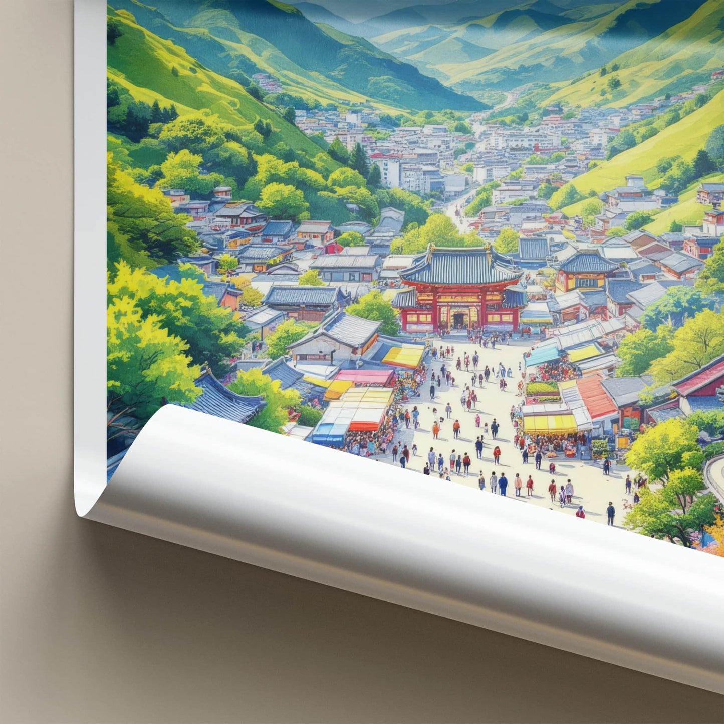 Daegu Poster - South Korea Travel Art - Mountain City Market Home Decor