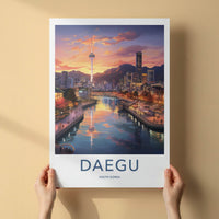 Daegu Poster - South Korea Travel Art - Riverside City Sunset Home Decor