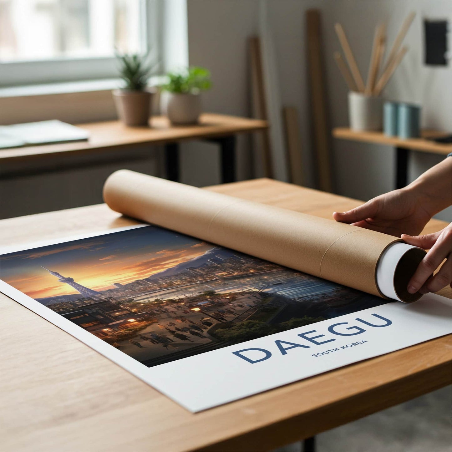 Daegu Poster - South Korea Travel Art - Vibrant City Skyline Home Decor