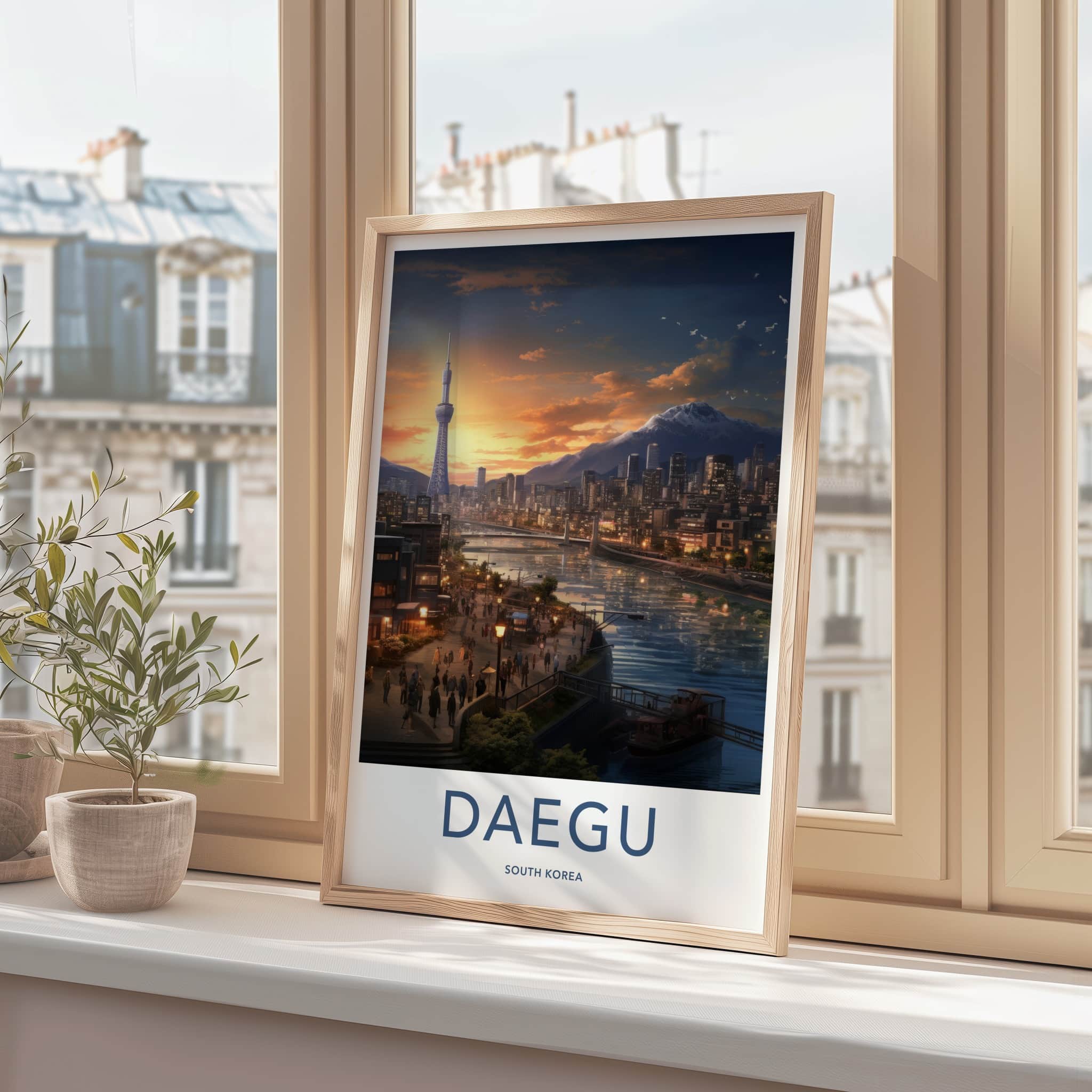 Daegu Poster - South Korea Travel Art - Vibrant City Skyline Home Decor