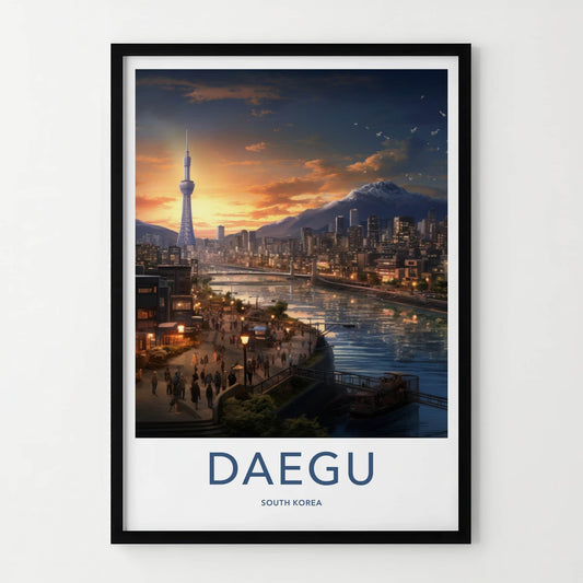 Daegu Poster - South Korea Travel Art - Vibrant City Skyline Home Decor