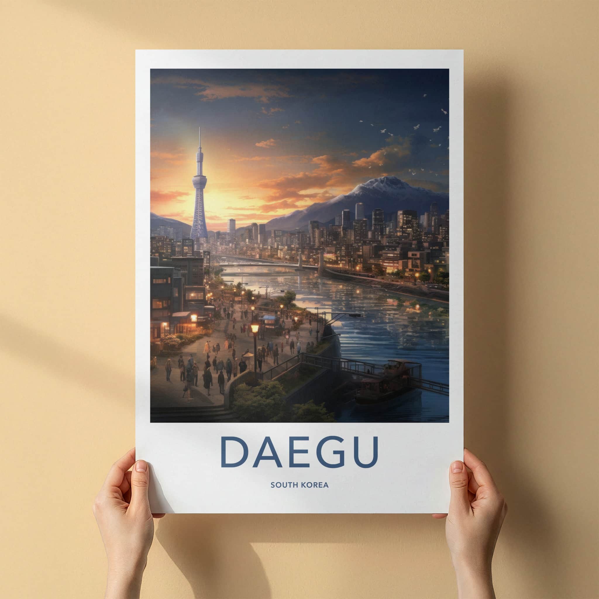 Daegu Poster - South Korea Travel Art - Vibrant City Skyline Home Decor