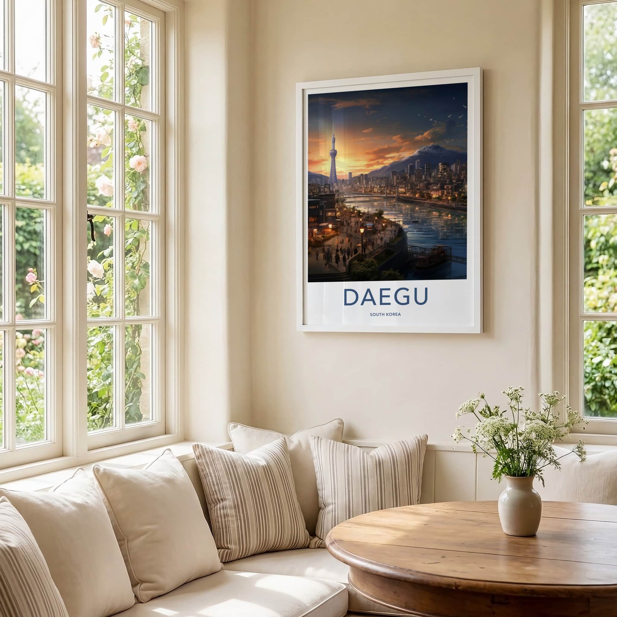 Daegu Poster - South Korea Travel Art - Vibrant City Skyline Home Decor