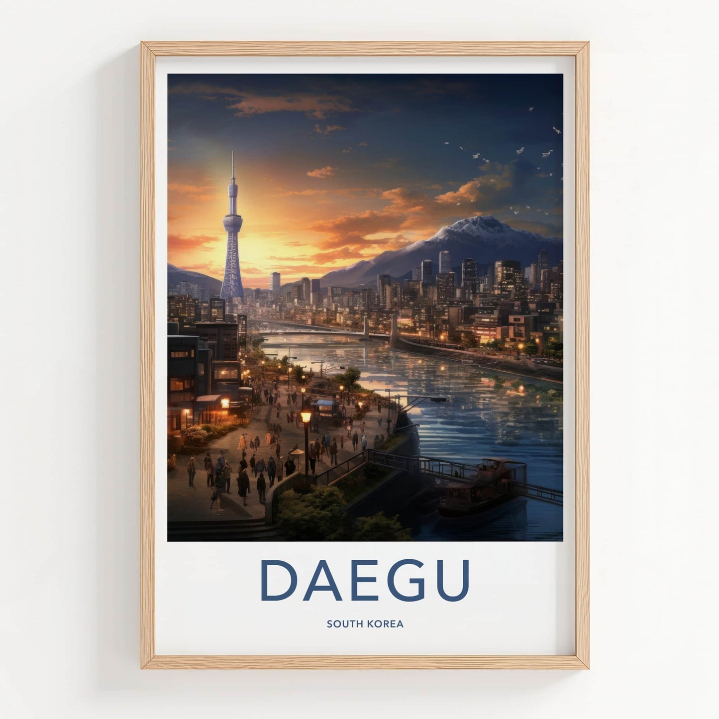 Daegu Poster - South Korea Travel Art - Vibrant City Skyline Home Decor
