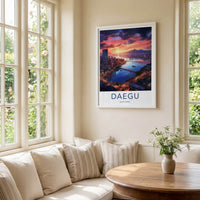 Daegu Poster - South Korea Travel Art - Vibrant City Sunset Wall Decor