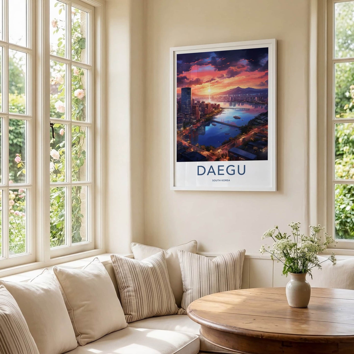Daegu Poster - South Korea Travel Art - Vibrant City Sunset Wall Decor