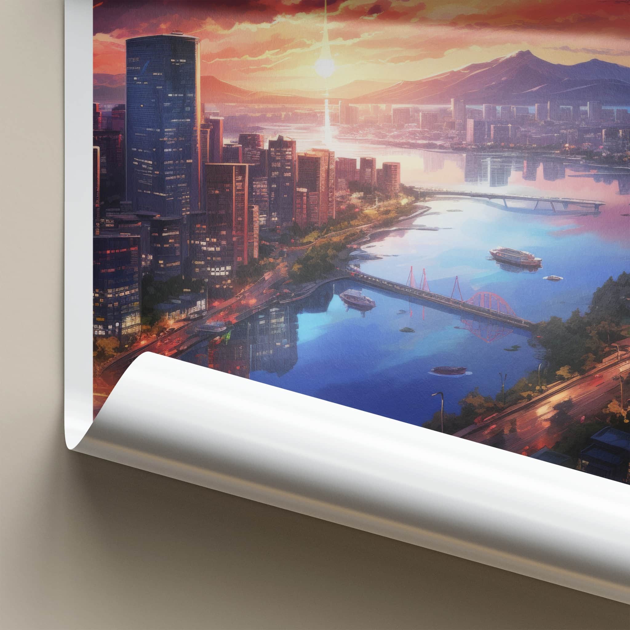 Daegu Poster - South Korea Travel Art - Vibrant City Sunset Wall Decor