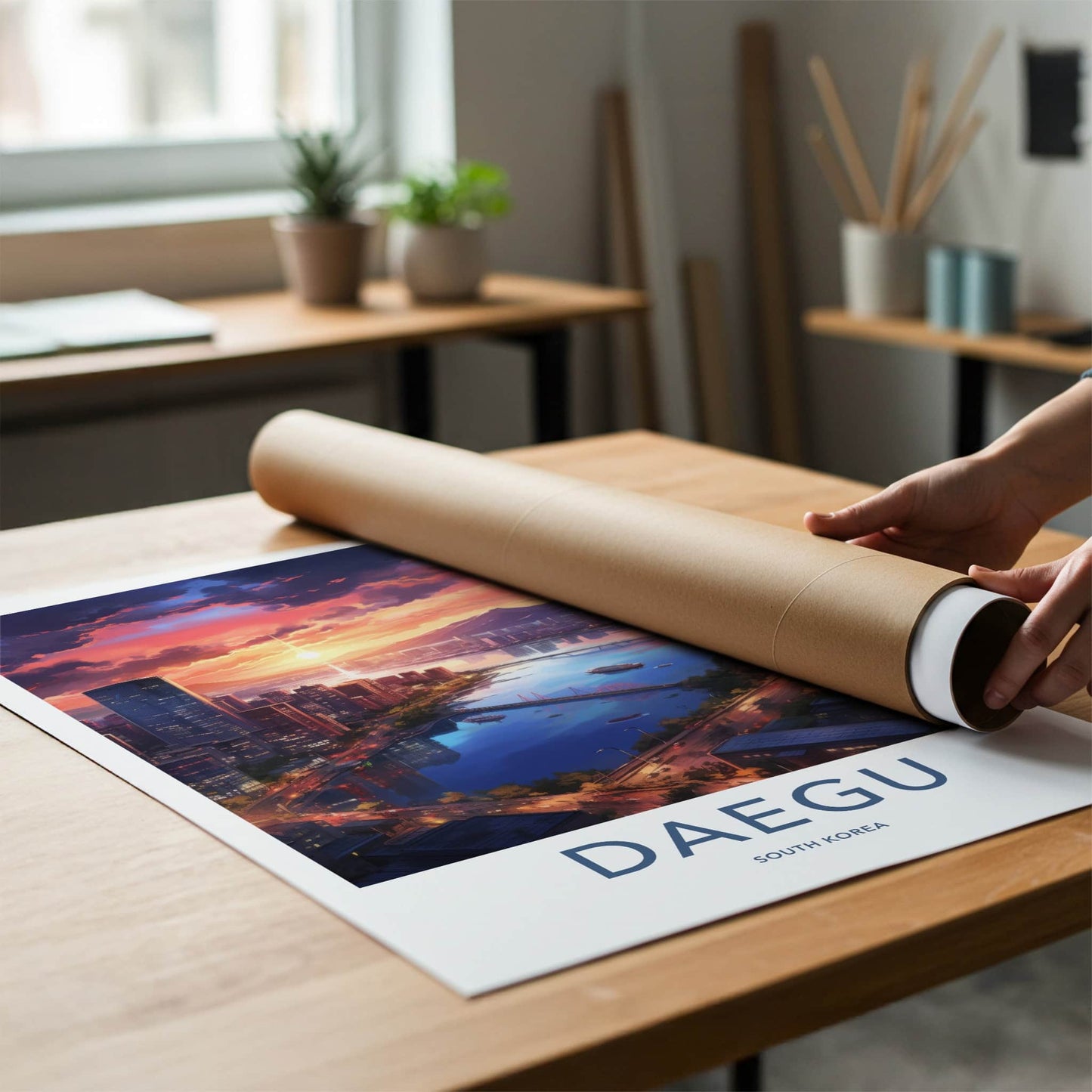 Daegu Poster - South Korea Travel Art - Vibrant City Sunset Wall Decor