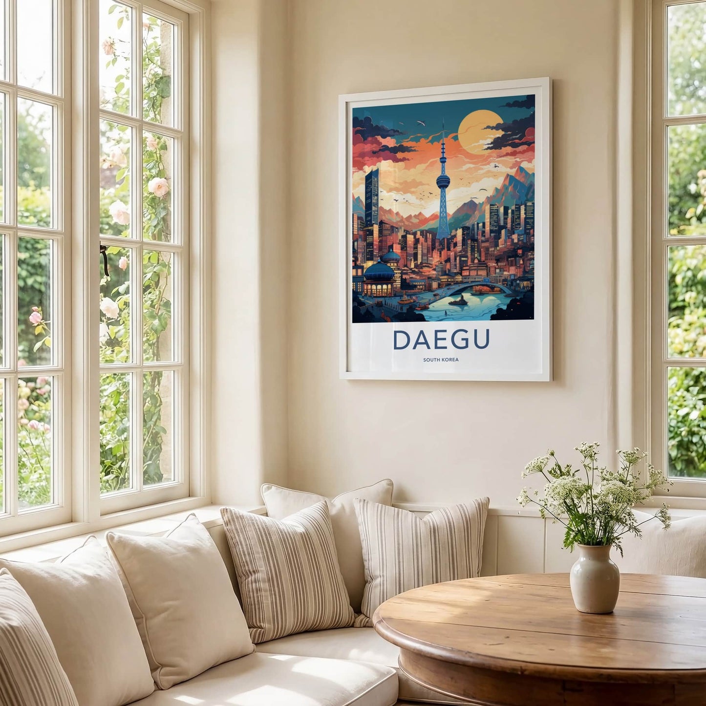 Daegu Poster - South Korea Travel Art - Vibrant Cityscape Tower Wall Decor