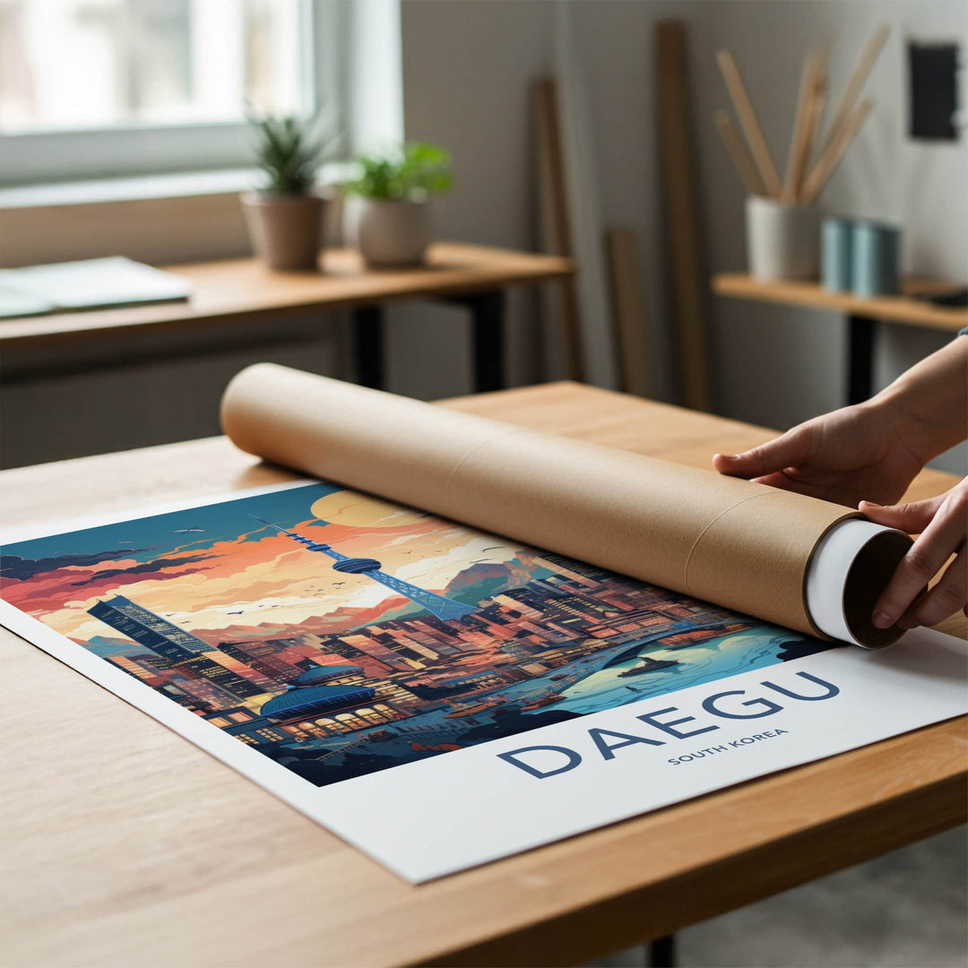 Daegu Poster - South Korea Travel Art - Vibrant Cityscape Tower Wall Decor