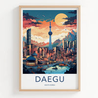 Daegu Poster - South Korea Travel Art - Vibrant Cityscape Tower Wall Decor