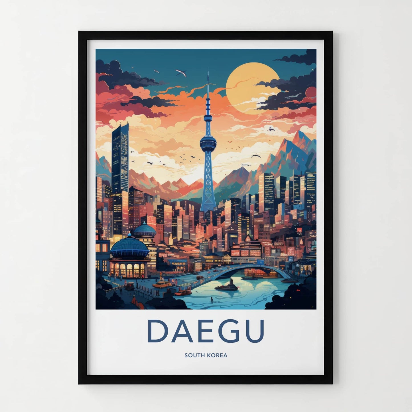 Daegu Poster - South Korea Travel Art - Vibrant Cityscape Tower Wall Decor