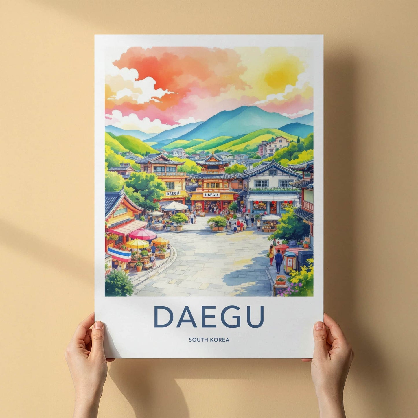 Daegu Poster - South Korea Travel Art - Vibrant Market Street Home Decor