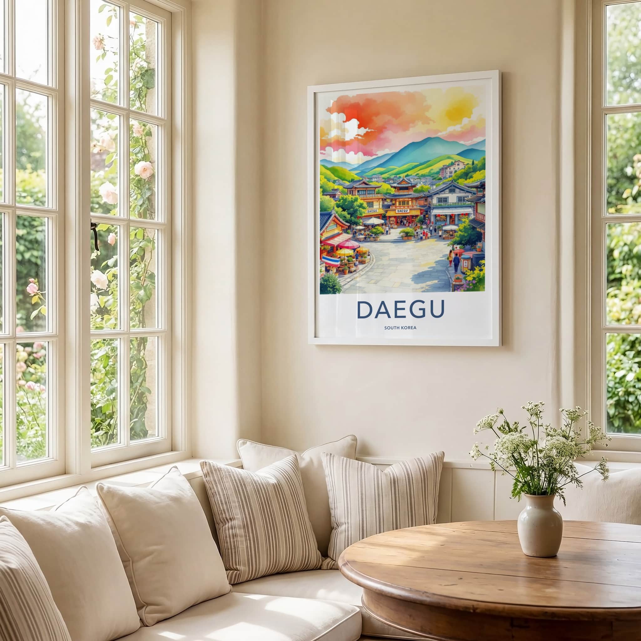 Daegu Poster - South Korea Travel Art - Vibrant Market Street Home Decor