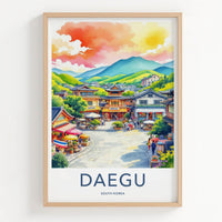 Daegu Poster - South Korea Travel Art - Vibrant Market Street Home Decor