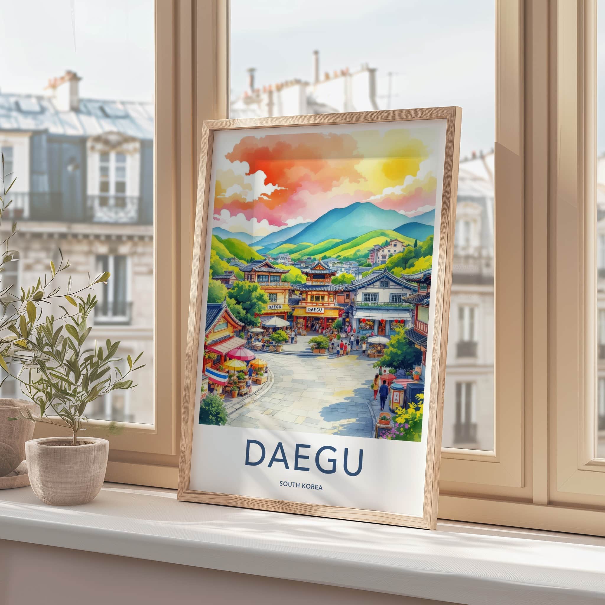 Daegu Poster - South Korea Travel Art - Vibrant Market Street Home Decor